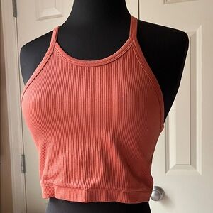SO Ribbed Rust Orange Crop Tank Top